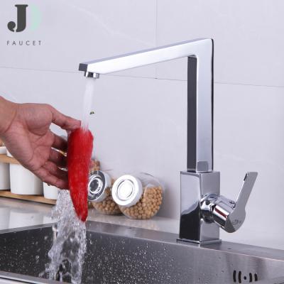 China Modern High End Single Handle Hot And Cold Water Taps Brass Chrome Kitchen Sink Faucet for sale