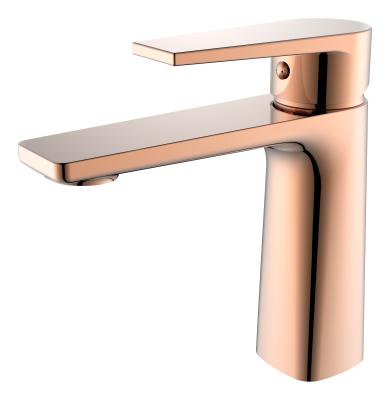 China Single Metered Faucet Rose Gold Bathroom Sinks Faucets Factory Direct Sale Handle Basin Faucet for sale