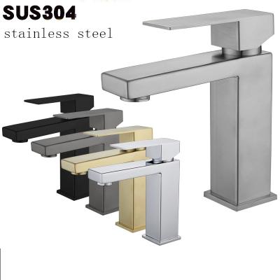 China Custom Bathroom Faucets Guangdong Factory Custom Cold Water SUS304 Stainless Steel Metered Hot Basin Faucet for sale