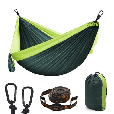 China 210t Adult 2 Person Nylon Parachute Portable Outdoor Camping Hammock With Tree Strap for sale