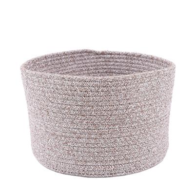 China Sustainable Round Woven Cotton Rope Basket: Nursery Laundry Toy Blanket Storage Baskets With Handles for sale