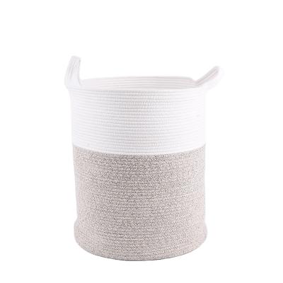 China Sustainable Large Cotton Rope Basket Woven Rope Storage Basket For Large Blanket And Book Laundry Basket for sale