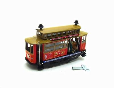 China Retro Tinplate Vintage Home Decor Roll Up Classic Metal Bus Model For Collections Vintage Tin Toys for sale