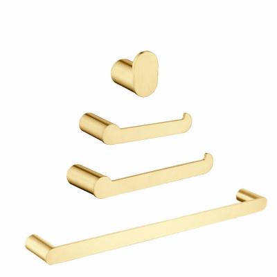 China With Hook Bathroom Accessories Stainless Steel Towel Rail Rack Robe Hook Gold Bathroom Hardware Set High Quality for sale