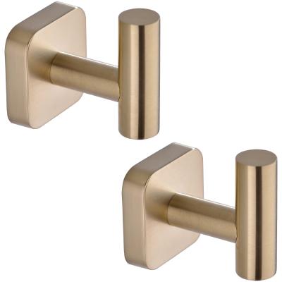 China Modern 304 Stainless Steel Brushed Self Adhesive Single Robe Hook For Kichen And Bathroom Towel for sale