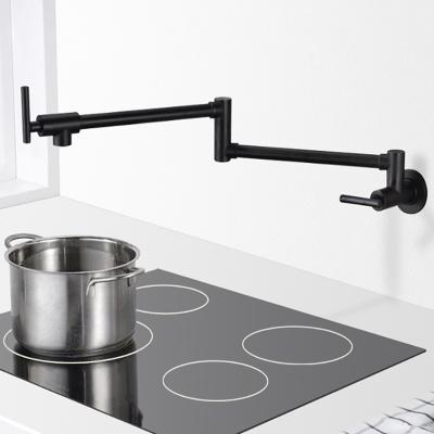 China Modern Brass Wall Mounted Kitchen Sink Faucet Filler Single Cold Single Pot Hole 360 ​​Rotate Spout Folding Faucet for sale