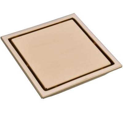 China 100*100mm Modern Solid Brass Shower Drain Bathroom Floor Tile Insert Square Anti-Smell Floor Waste Grate Bathroom Floor Drain for sale