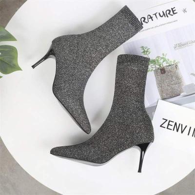 China Hot Selling Breathable Fashion Comfortable And Breathable Socks And Short Boots Women's Thin Heel Pointed High Heel for sale