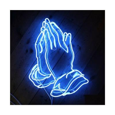 China OUTDOOR STORE Custom Wall Lights Praying Hands LED Neon Sign For Decor for sale