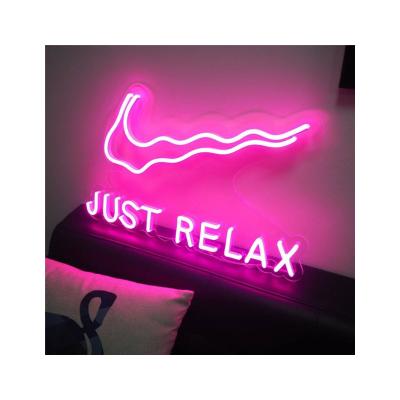 China OUTDOOR STORE Wholesale High Quality 3D Light Up Custom Acrylic Just Relax Led Neon Sign Letter Bar Signs Decor for sale