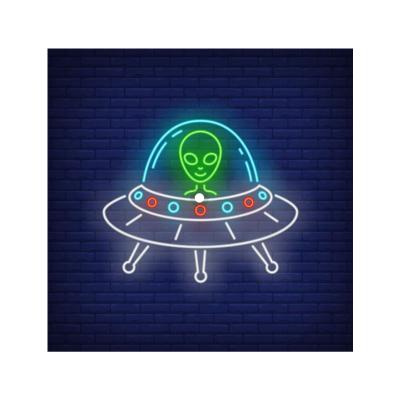 China INDOOR Wall Art Large Blue Colorful UFO Neon Sign Lights LED Neon Lights UFO Spaceship Neon Signs for sale