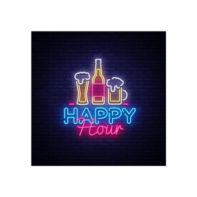 China Bar Decoration NS225 Bar Club Party Neon Sign Happy Hour Neon Sign Wall Window Indoor Decoration Led Neon Sign for sale