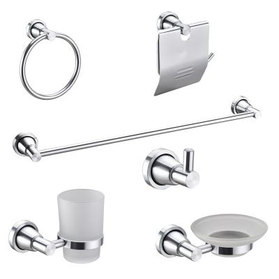 China Sustainable Hot Selling Square Bath Set Hotel Toiletry Bathroom Accessories 6 Pieces Sets Aluminum And Hardware Fittings for sale