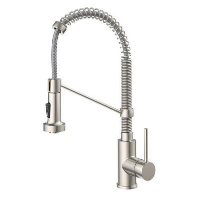 China Single Lever Direction Kitchen Faucets Low Lead Commercial Solid Brass Single Handle Pull Down Sprayer Spring Kitchen Sink Faucet for sale