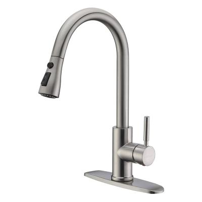 China Thermostatic Faucets Single Handle High Arc Brushed Nickel Pull Out Kitchen Bathroom Faucet Accessories Single Tier Stainless Steel for sale