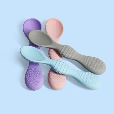 China Custom BPA Free Legenday Bpa Free Color Silicone Baby Spoon For Training Infant Infant Baby Feeding Spoon for sale