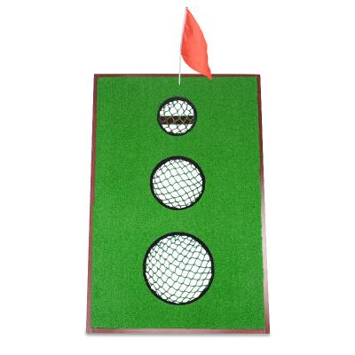 China Mini Instock 3 Hole Golf Game Cornhole Tailgate Chipping Game Chipping Mat Set for sale