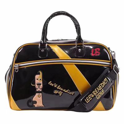 China Custom Leather Golf Travel Bag Logo Brand Golf Boston Bag PU Golf Travel Apparels Bag for sale