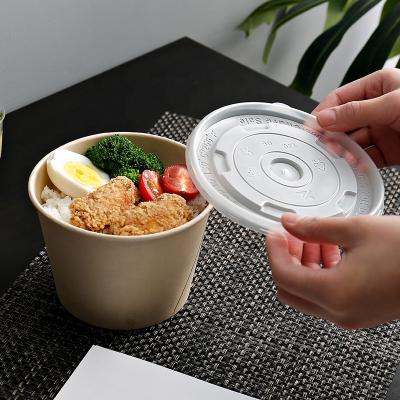 China 100% Eco-friendly PLA salad food container krafe disposable paper soup bowls with lid for sale