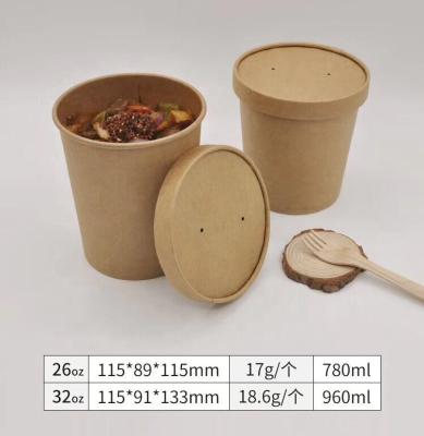 China 100% eco-friendly disposable paper salad food container krafe soup bowls with lid for sale