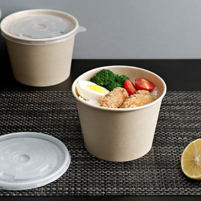 China 100% Eco-friendly PLA salad food container krafe disposable paper soup bowls with lid for sale