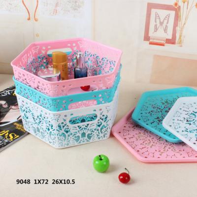 China Sustainable Stackable Plastic Storage Basket With Lid Cloth Toys Tool Book Organizer for sale