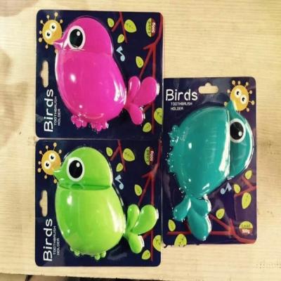 China Viable Creative Bathroom Bird Shape Toothbrush Accessories Wall Mounted Toothpaste Storage Rack With Sucker for sale