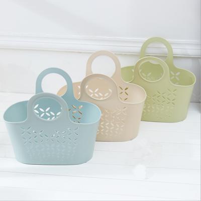 China Fashionable Portable Plastic Color Cavity Portable Kitchen Bathroom Storage Basket for sale