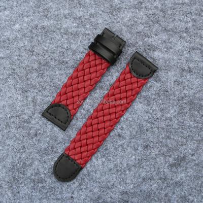 China 2 pieces wholesale red leather braided leather watch strap with high quality. for sale