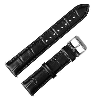 China Black Polished Genuine Leather Watch Straps With Leather Watch Band High Quality Manufacturer for sale