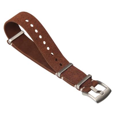 China NATO Strap / Watchband Wholesale One Piece Genuine Leather Watch Bands High Quality NATO Leather Watch Strap 20mm 22mm for sale