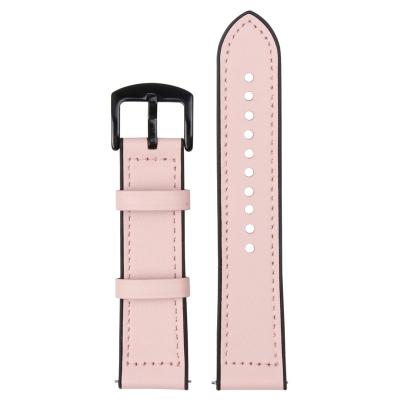 China Nato Zulu Strap Wholesale 2 Pieces Watch Bands 20mm 22mm Leather+Silicone Pink Leather Watch Strap With Black Buckle for sale