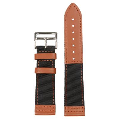 China Nato Zulu Strap Wholesale 2 Pieces of 20mm 22mm Sailcloth+Leather Watch Straps Watch Bands for Smart Watch for sale