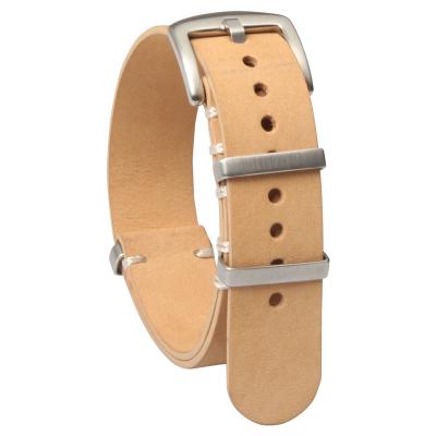 China Wholesale 22mm Beige Genuine Leather Top Grain Leather Strap NATO Watch Bands 20mm NATO Zulu Strap Watchband for sale