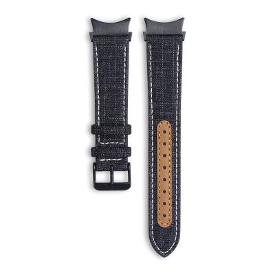 China High Quality Nato Zulu Strap 2 Pieces Watch Strap 22mm Black Sailcloth Watch Straps 20mm Sailcloth+leather With Silver Hardware for sale