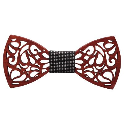 China Bow tie product hot sale Amazon engraved solid hollow rose wooden bow tie for men women from ZOVNE for sale