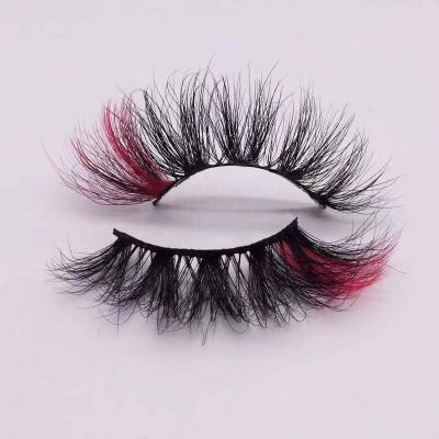 China Factory Wholesale Price Natural Soft Black With Color Lashes End 100% Pink Mink Strip Color Lashes Unique Design Lashes Colored At The End for sale