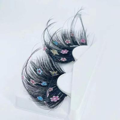 China Wholesale Natural Soft 3D Lashes DIY Birthday Party Lling Sequin Eyelash With Flower Butterfly Cartoon False Hoof Eyelashes for sale