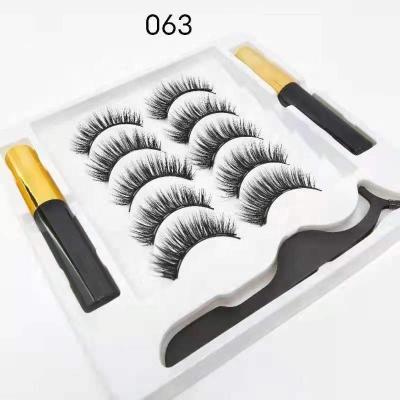 China 2022 Natural Soft Custom Box Magnetic Eyeliner And 5 Pair Lashes With Tweezers Kit 3D Mink Magnetic False Eyelashes Full Strip Lashes for sale