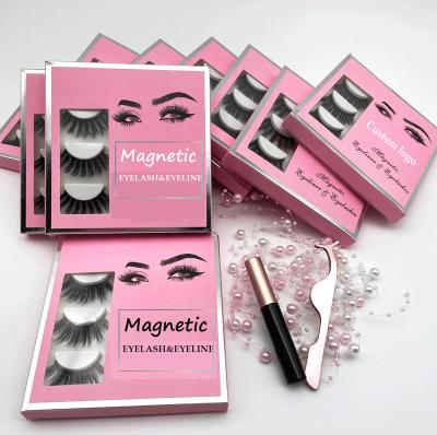 China Soft 6 Magnets 3d Natural Magnetic Eyelashes With Eyeliner False Mink Eyelash Set Magnetic Lashes Kit Lashes Set for sale