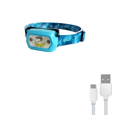 China Colorful Rechargeable Ming Ray USB LED SOS Headlamp 3 Beams Headlamp 3 Beams Red Headlight For Boys Girls Outdoor Camping for sale