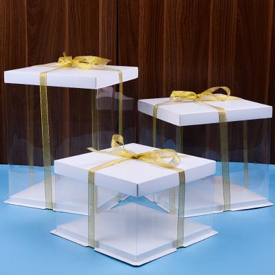 China Recycled Materials Wholesale High Quality Wedding Cake Boxes PVC Cake Packing Box Cake Boxes 6inch 8inch 10inch Large for sale