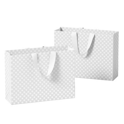 China 2021 Mosaic Recyclable Luxury White Grid Gift Bag Kraft Paper Luxury Jewelry Paper Bag for sale