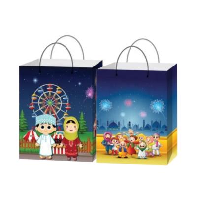 China Recycled Materials Wholesale Custom Ramadan Paper Bags Eid Mubarak Paper Bag Machine With Printing Islamic Gifts Carry Bag for sale