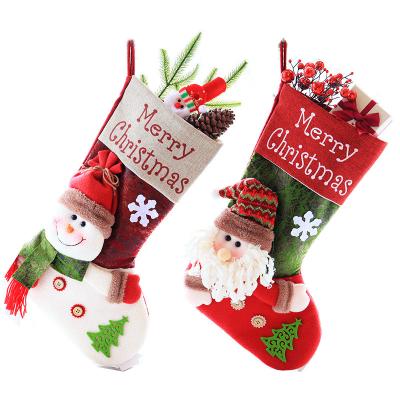 China 2020 Handmade New Quality Embroidered Custom Santa Snowman ReindeerChristmas Stocking Christmas Stocking Gift Bag for sale