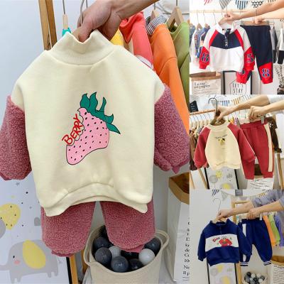 China Korean two-piece set of new foreign trade casual border children's suit cartoon printing sweater and pants boy for sale