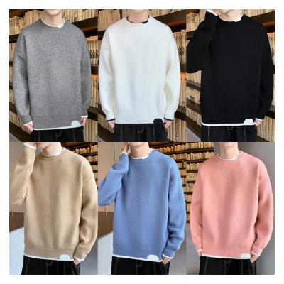 China 2023 new Anti-wrinkle men's sweater with round neck thick sweater men knit for sale