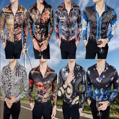 China New Anti-wrinkle men's long-sleeved cotton and canvas shirts washed Korean style slim fashion casual shirts for sale