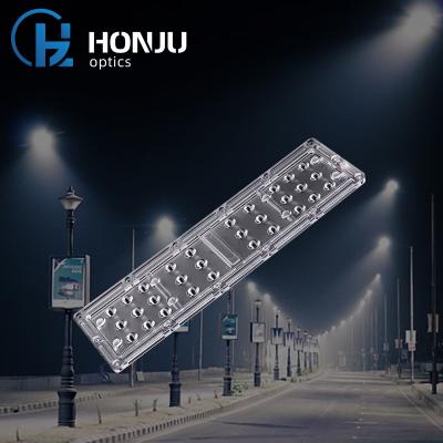 China Street Light Led Lenses 30x1 Led 70*145 Degree 2835 3030 Street Lights Row Lens 250*70mm Led Optics Lens for sale