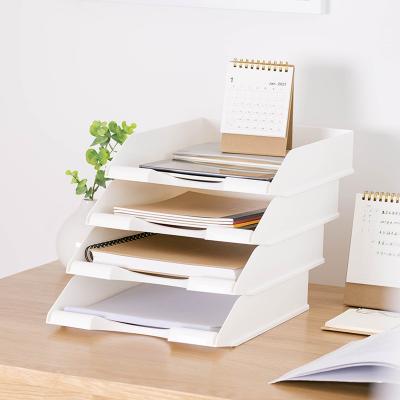 China Multi-Layer Overlay Office PS A4 Document Holder Color File Tray Desktop Data Matching Storage Rack Plastic for sale